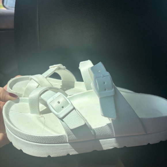 Shoes - Womens Arch Support Platform Sandals Comfort Slides Thick Soles Buckle